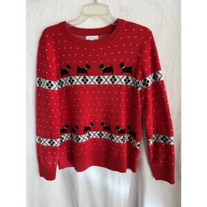 Charter Club Women's Red Walking Scottie Family Holiday Sweater Size M